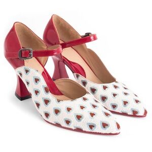 Rare 🔥 John Fluevog POSER LILY-ROSE D’ORSAY MARY JANE HEARTS HEEL Size 7.5